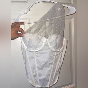 SHEIN polkadot lace one shoulder top